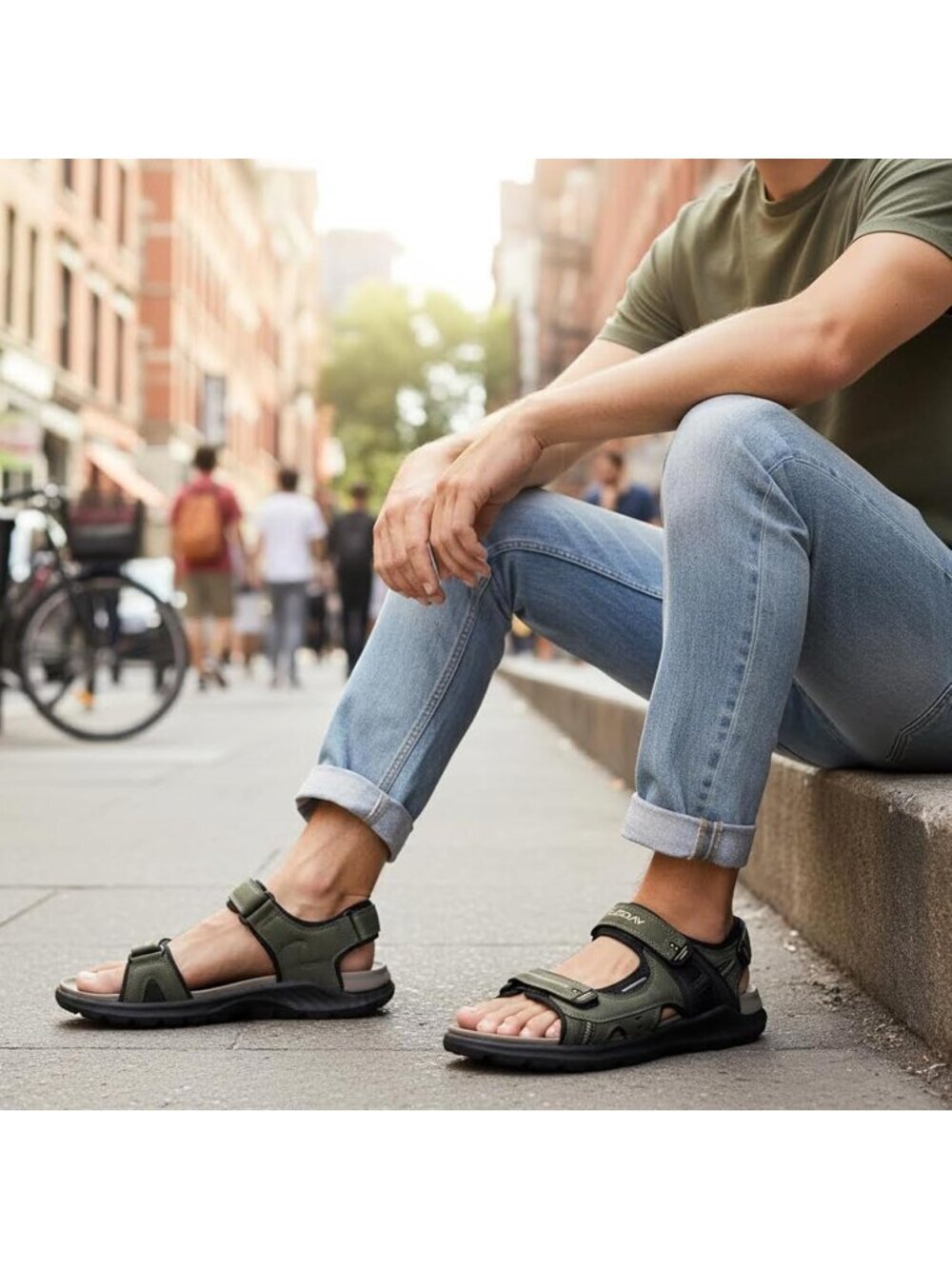 〽️Men's Green Hiking Sandals Casual With Arch Support Rubber Athletic Shoes